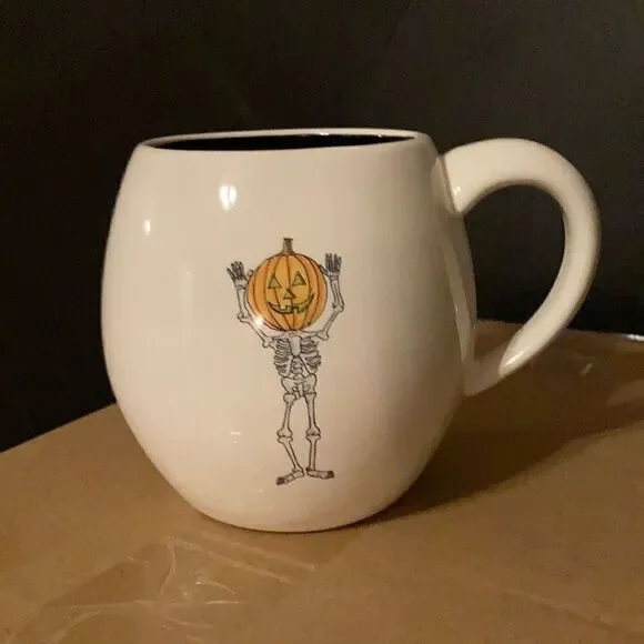 Rae Dunn round Halloween mug Pumpkin Head new black inside - Picture 1 of 4